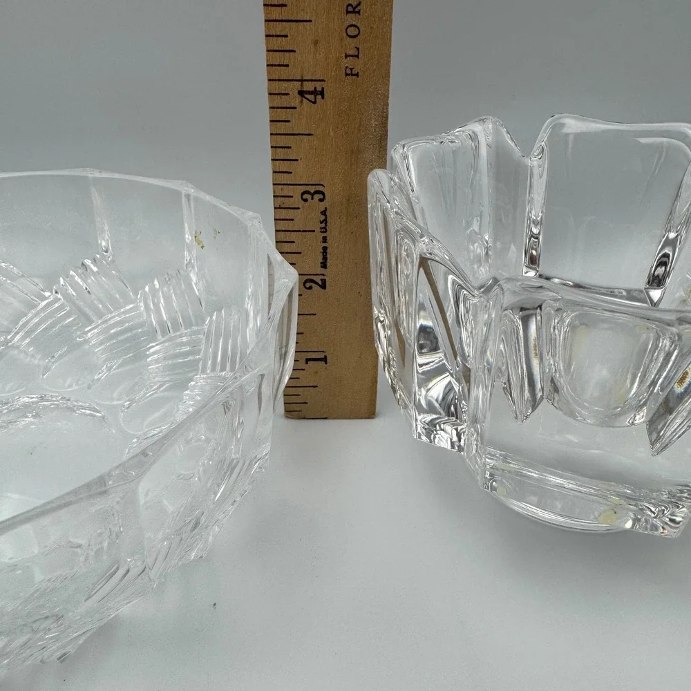 Set of 2 Crystal Glass Bowls Candy Dishes Trinket Dishes Serving‎ Bowls